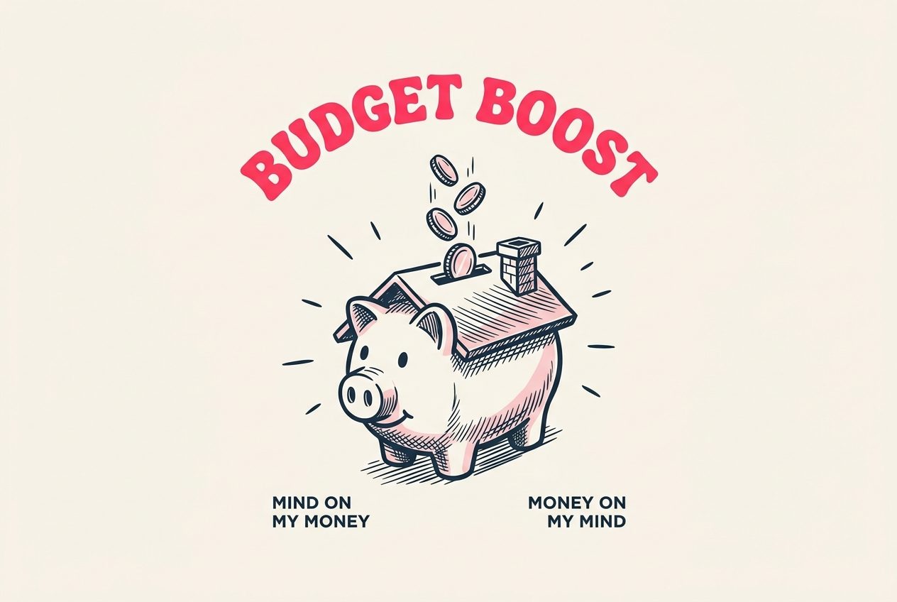 Budget Boost — a piggy bank shaped like a house